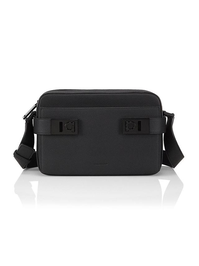 Mens Leather Gancini Crossbody Bag Product Image