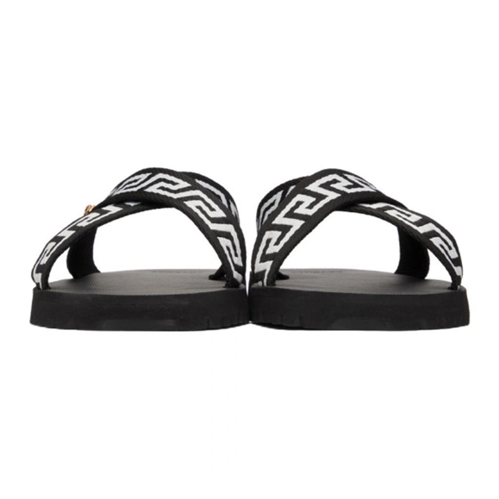 VERSACE Greca-motif Crossover-strap Sandals In Nero Bianco Product Image