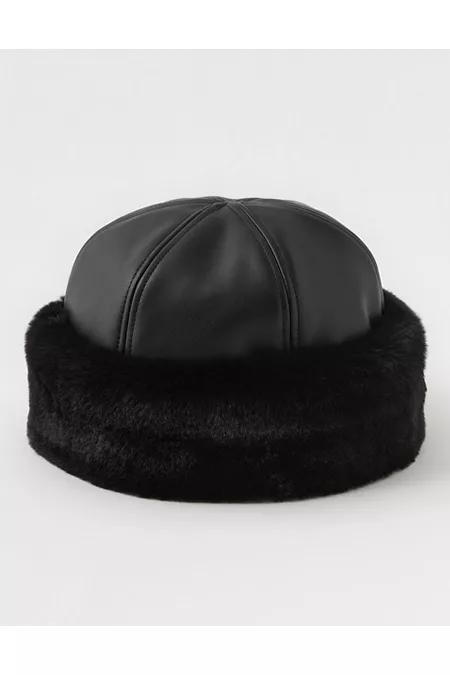 Aerie Fur Faux Leather Bucket Hat Women's Product Image