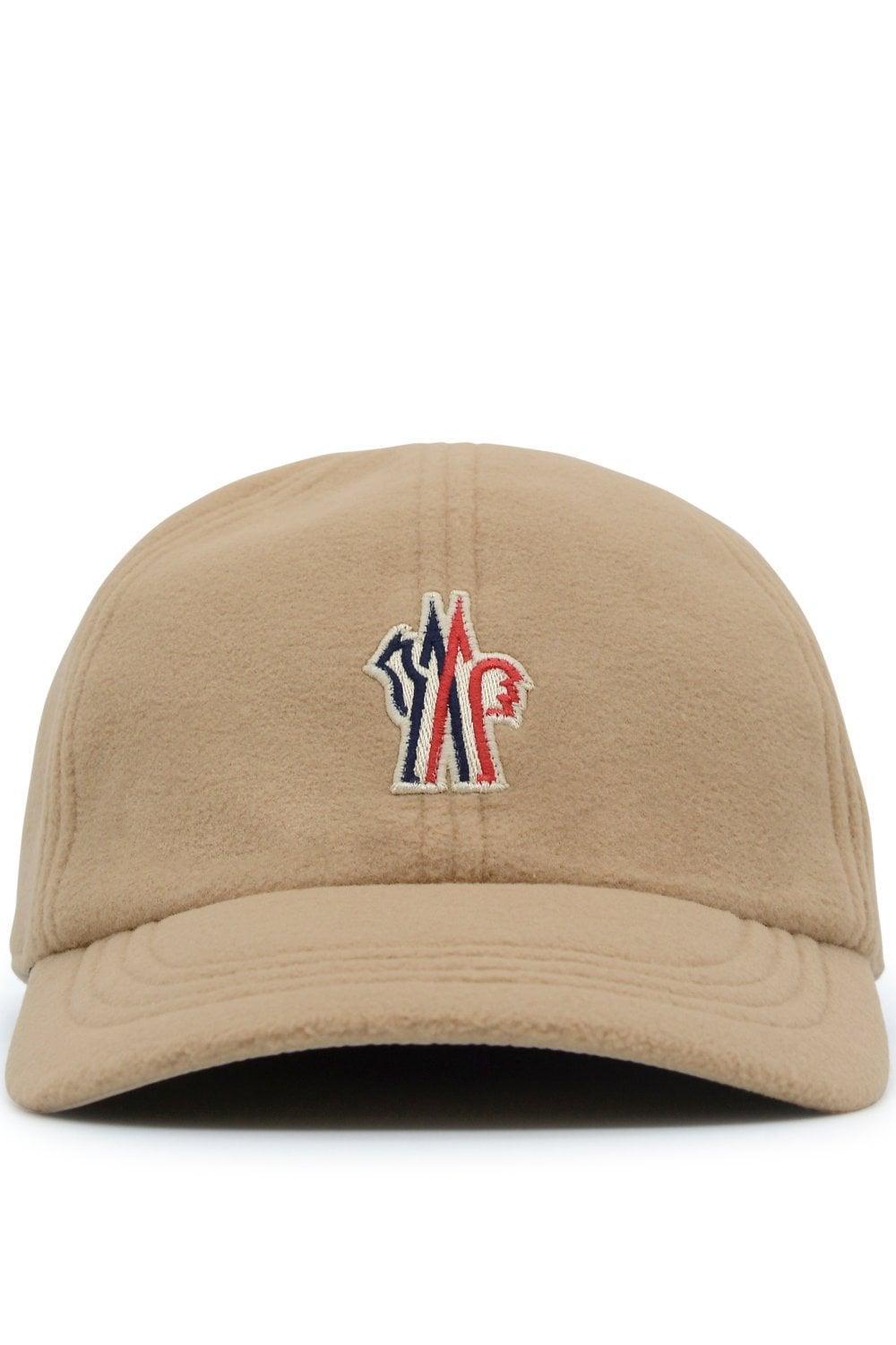 MONCLER Grenoble Branded Cotton Baseball Cap In Beige Product Image