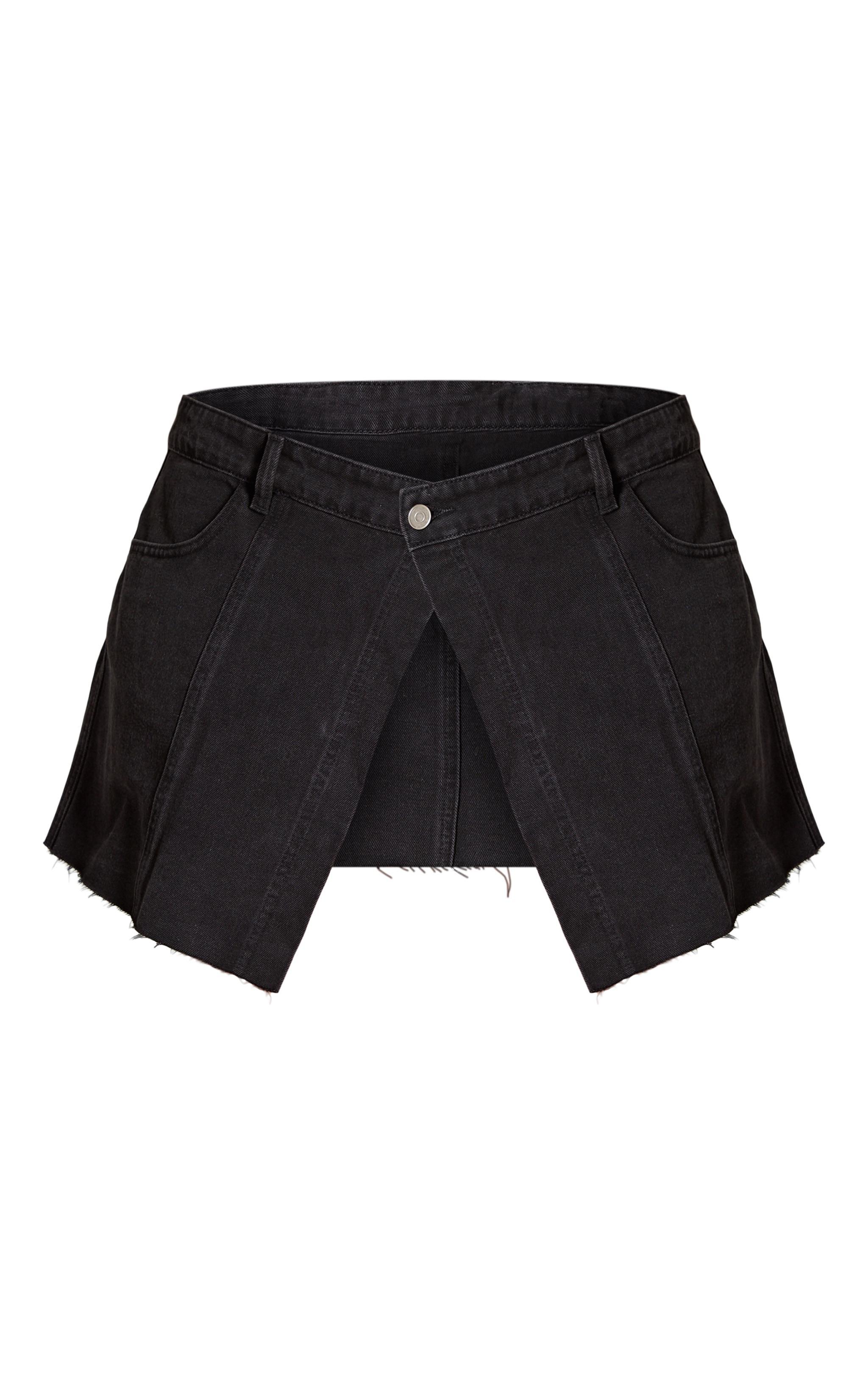 Plus Washed Black Deconstructed Panel Denim Mini Skirt Product Image