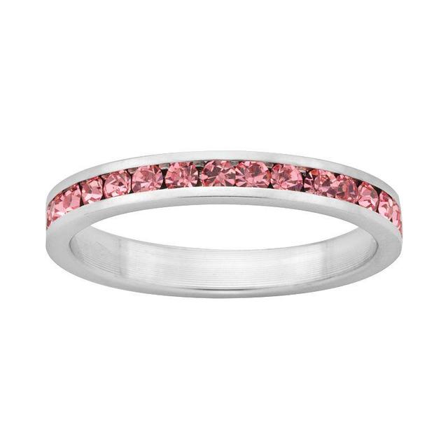 Sterling Silver Pink Crystal Eternity Ring, Womens Product Image