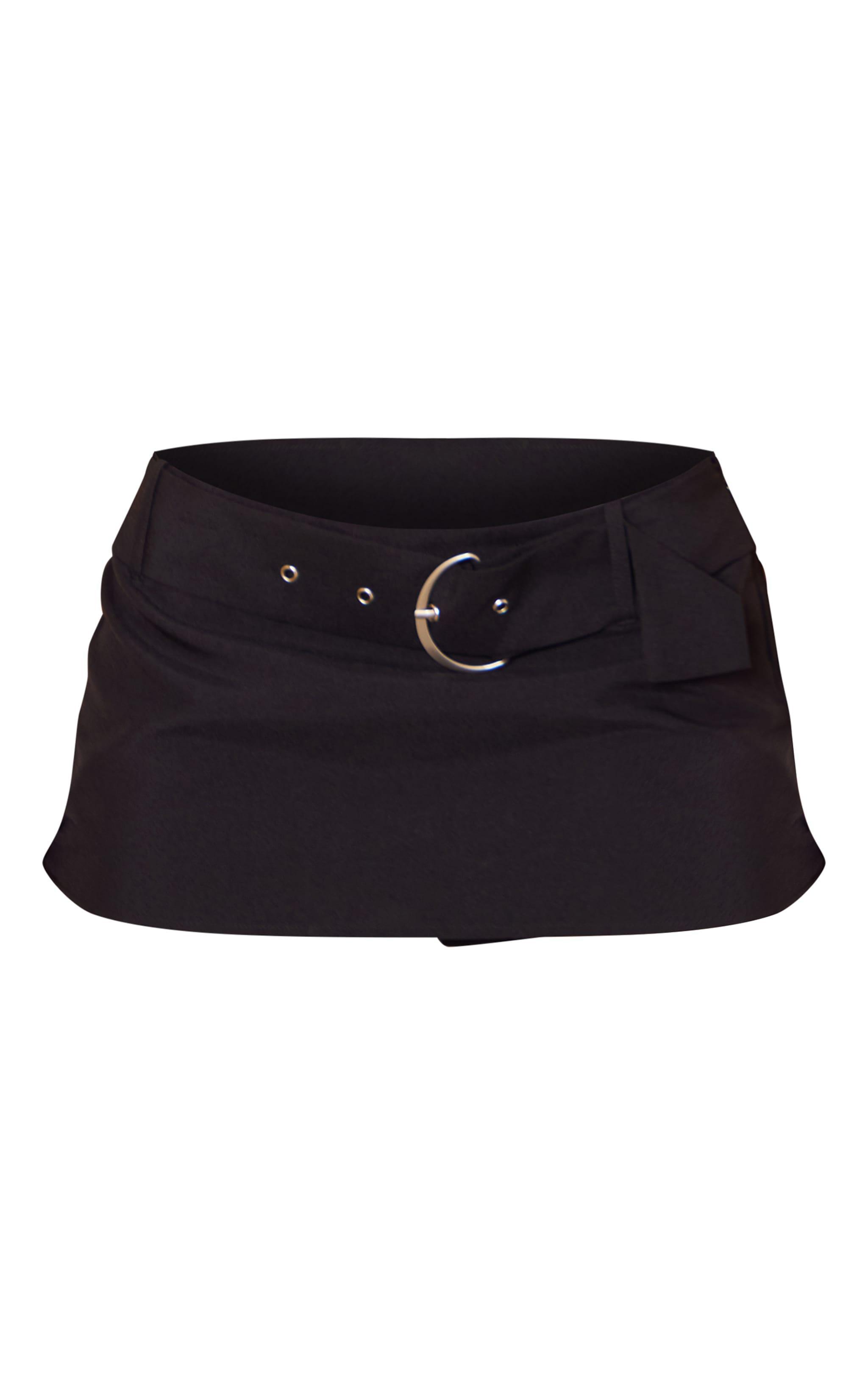 Black Marl Woven Belted Micro Skort Product Image