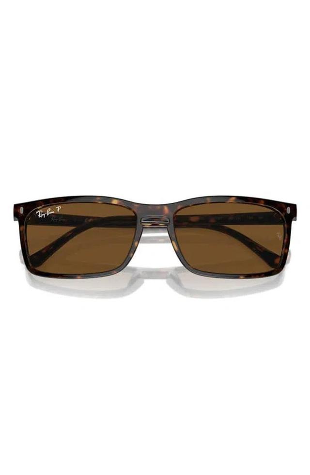 RAY BAN 59mm Polarized Rectangular Sunglasses In Havana Product Image