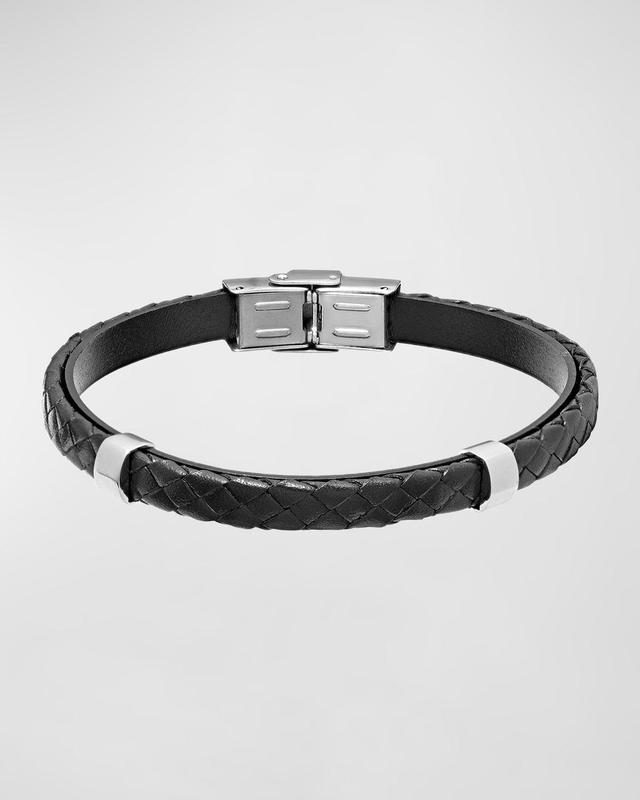 Men's Stainless Steel and Braided Leather Bracelet Product Image