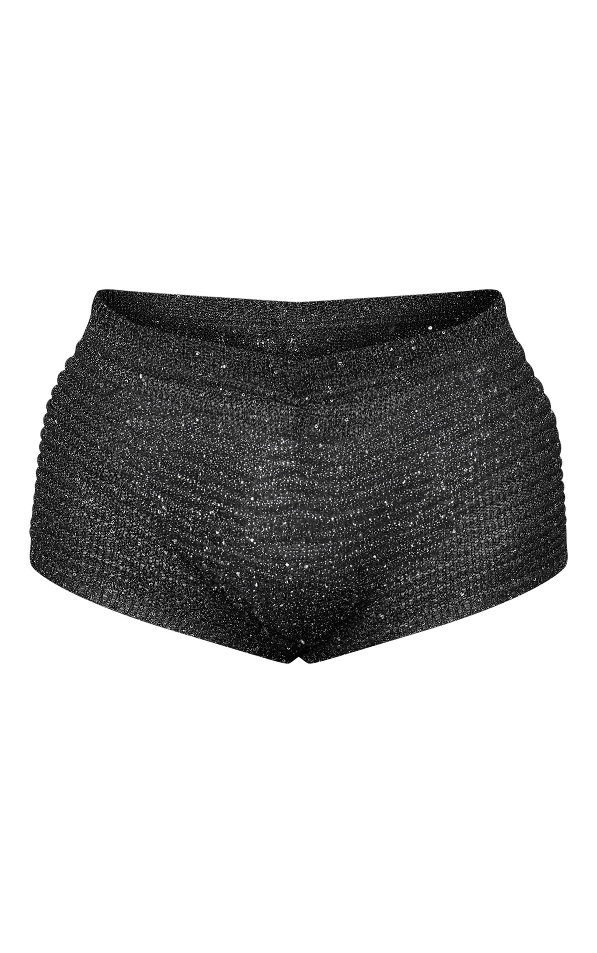 Petite Black Knit Sequin Hotpants Product Image