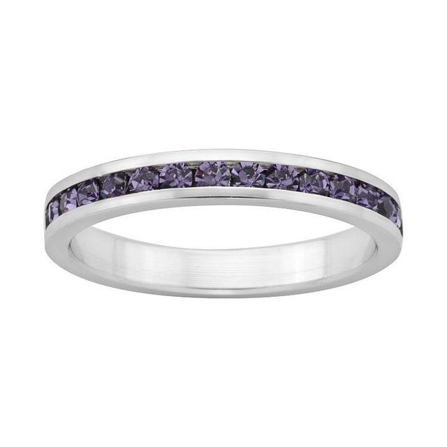 Sterling Silver Purple Crystal Eternity Ring, Womens Product Image