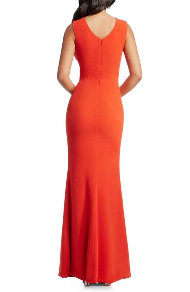 Sandra Plunge Crepe Trumpet Gown In Poppy Product Image