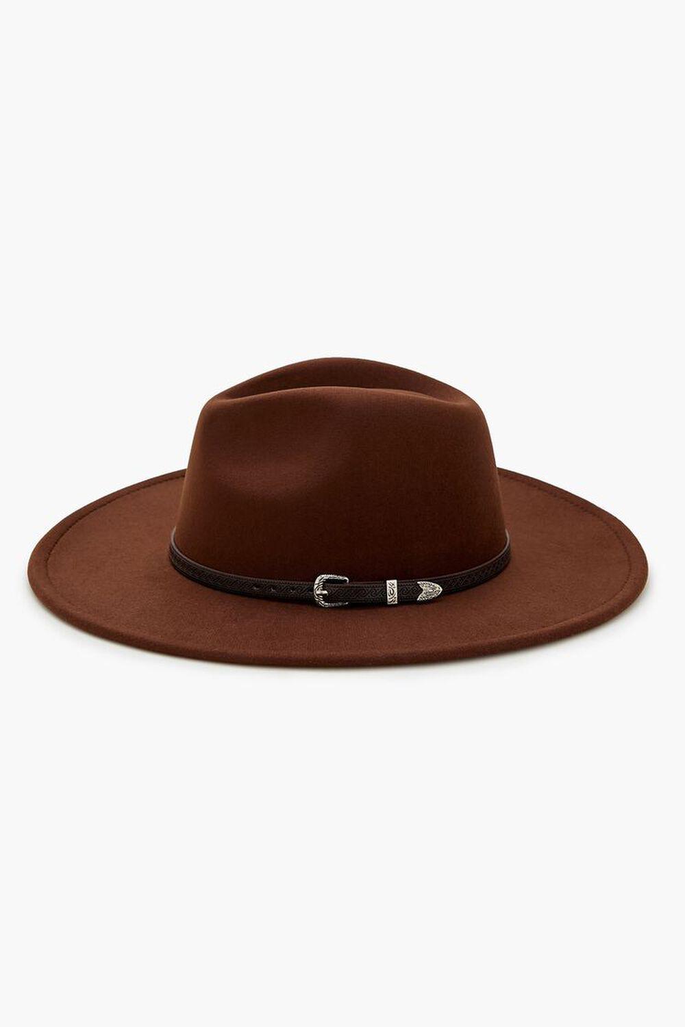 Buckled Faux Leather-Trim Fedora | Forever 21 Product Image