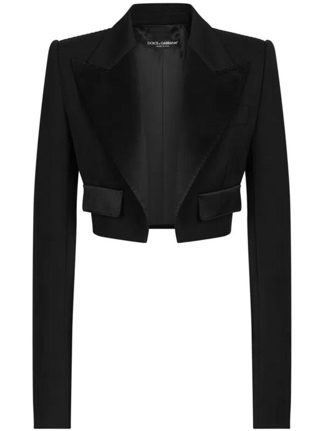 DOLCE & GABBANA Cropped-jacke Aus Garbadine In Black Product Image