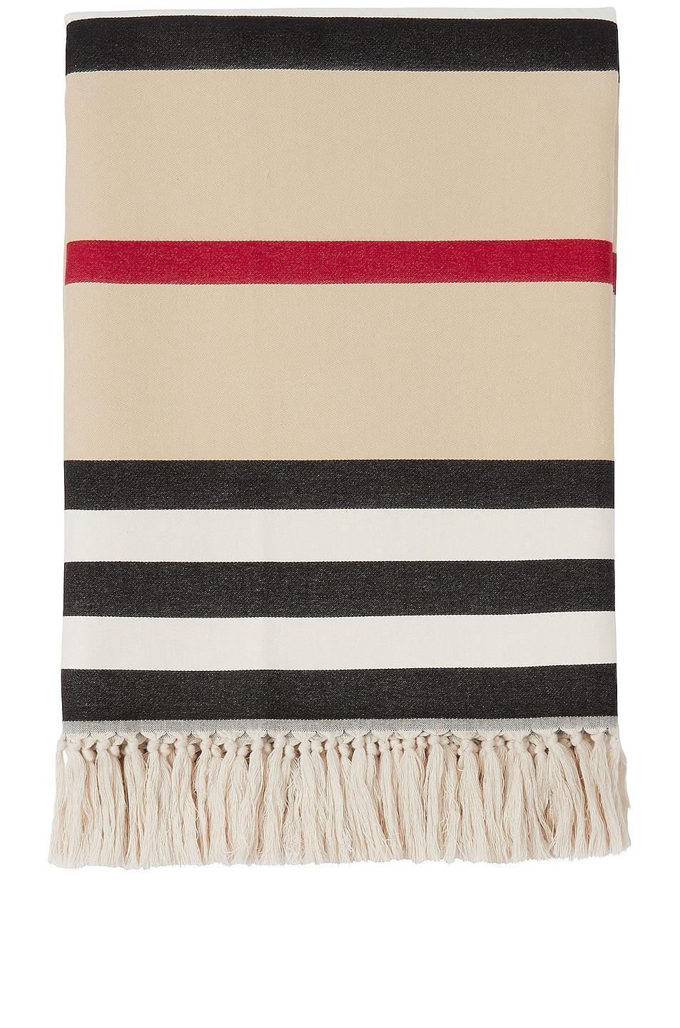 Burberry Icon Stripe Blanket in Beige Product Image