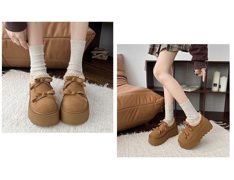 Bow Fleece Panel Platform Loafers Product Image