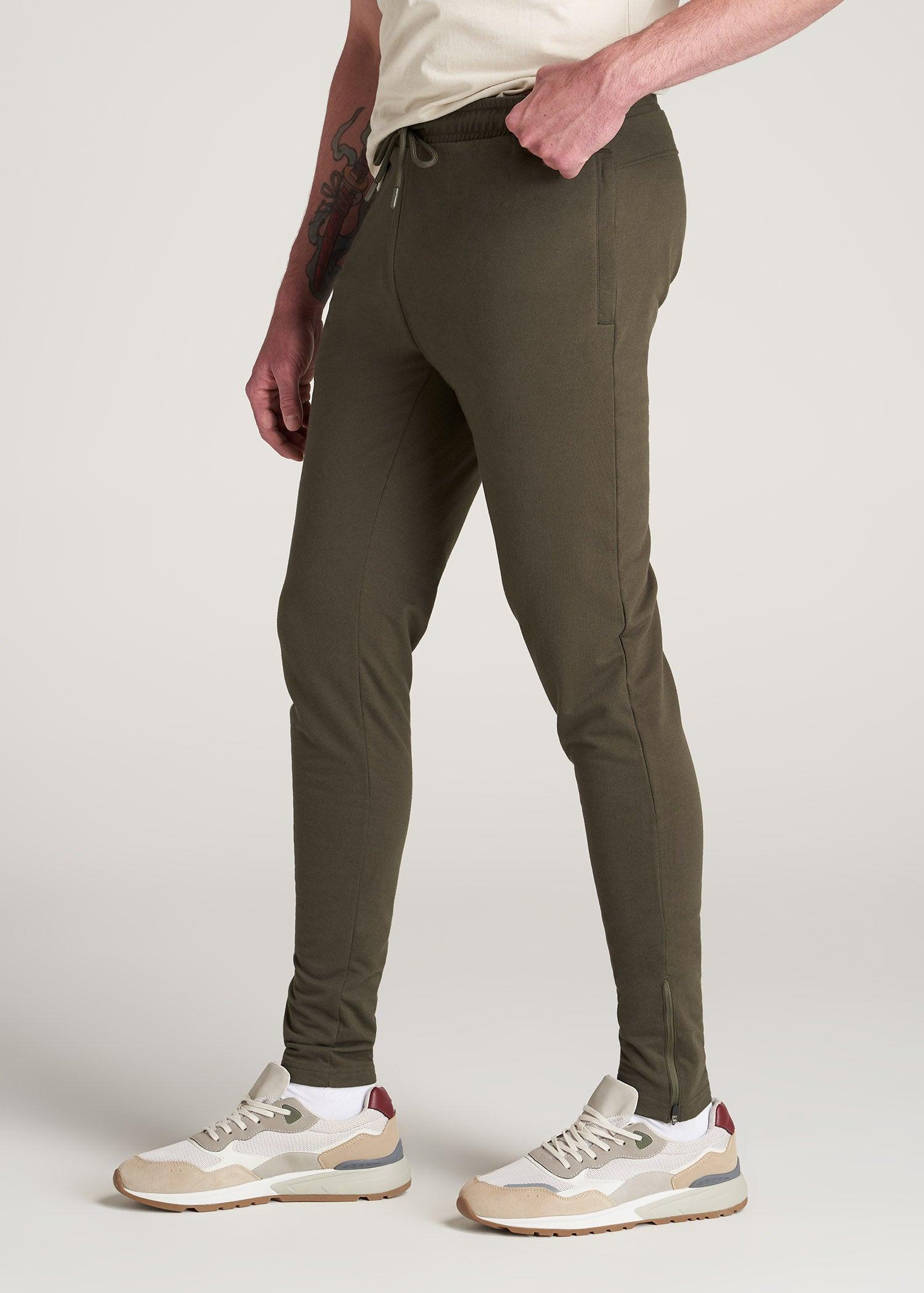 SLIM-FIT Lightweight French Terry Joggers for Tall Men in Camo Green Product Image