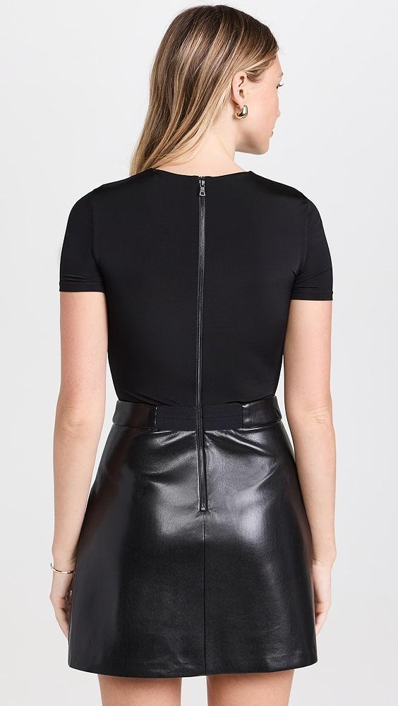 alice + olivia Chara Vegan Leather Pleated Mini Dress | Shopbop Product Image