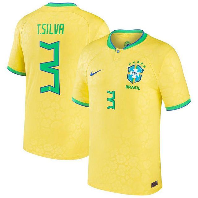 Mens Nike Thiago Silva Yellow Brazil National Team 2022/23 Replica Home Jersey Product Image