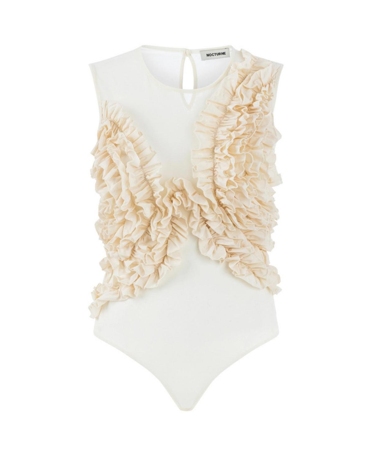 Women's Tulle Bodysuit with Ruffle Detail Product Image