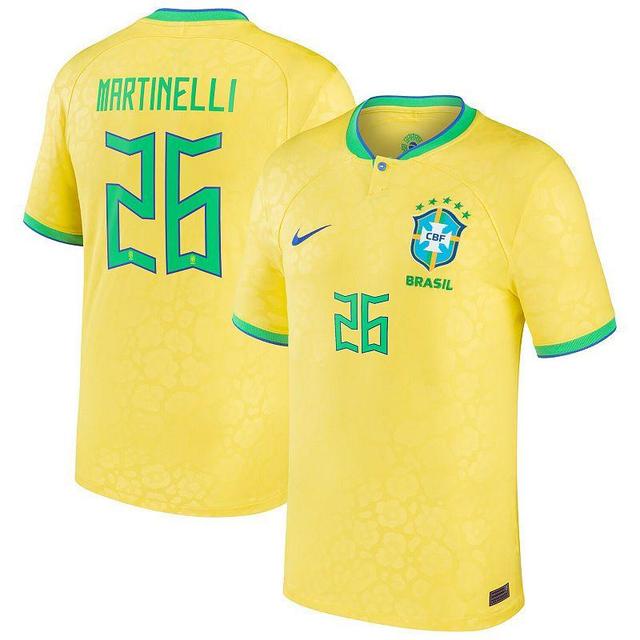 Mens Nike Gabriel Martinelli Yellow Brazil National Team 2022/23 Replica Home Jersey Product Image