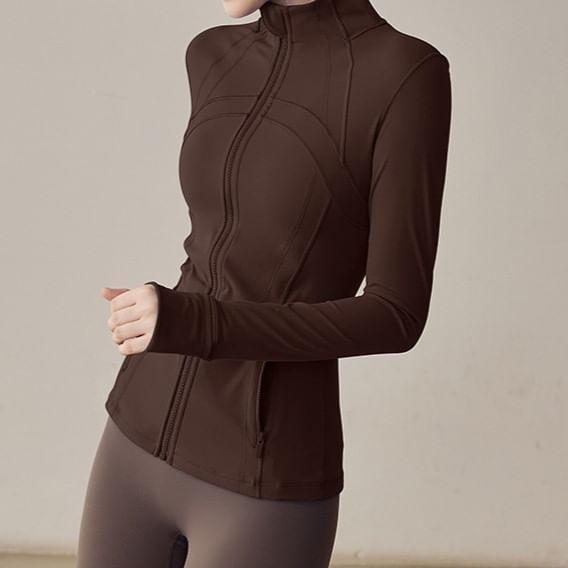 Sport Stand Collar Plain Cropped Zip Jacket Product Image