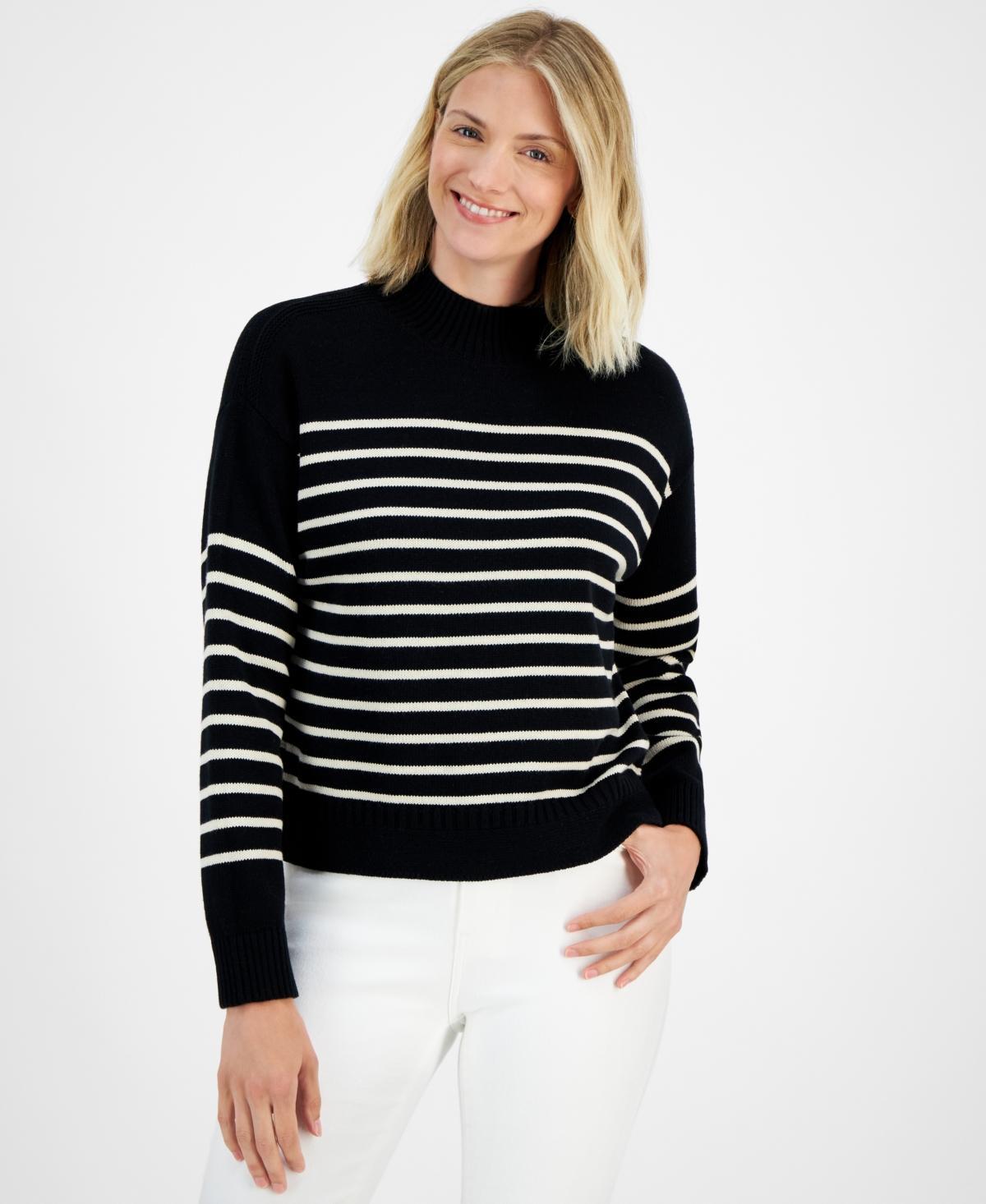 Nautica Jeans Womens Striped Mock-Neck Sweater Product Image