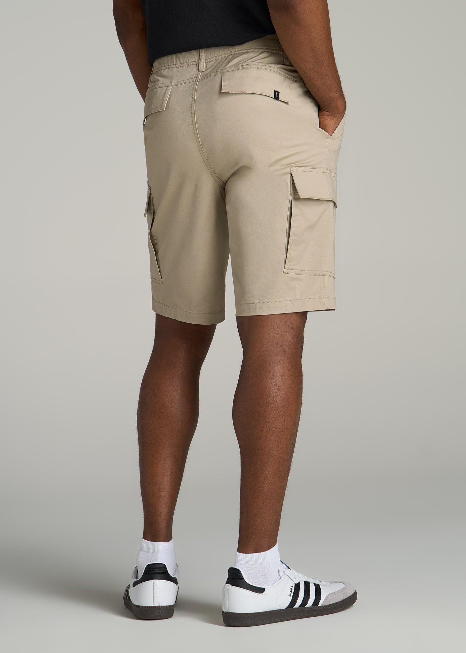 Stretch Twill Cargo Shorts for Tall Men in Light Khaki Product Image