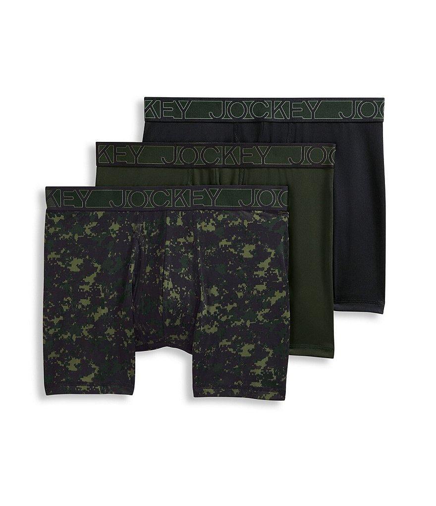 Jockey Signature Active Microfiber Eco 5#double; Inseam Geometric Camo Boxer Briefs 3-Pack Product Image