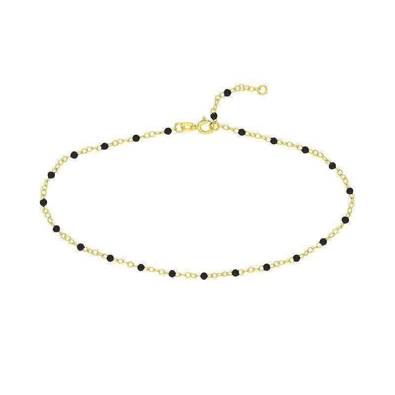 Color Romance 14k Gold Colored Enamel Bead Adjustable Anklet, Womens White Product Image