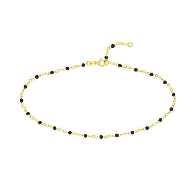 Color Romance 14k Gold Colored Enamel Bead Adjustable Anklet, Womens White Product Image