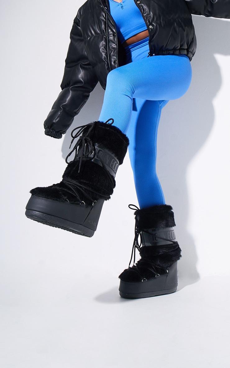 MOON BOOT Black Faux Fur Classic Product Image