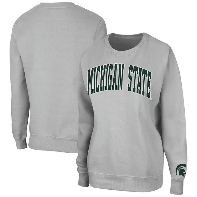 Womens Colosseum Gray Michigan State Spartans Campanile Pullover Sweatshirt Product Image