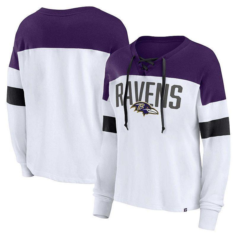 Womens Fanatics Branded /Purple Baltimore Ravens Plus Size Even Match Lace-Up Long Sleeve V-Neck T-Shirt Product Image