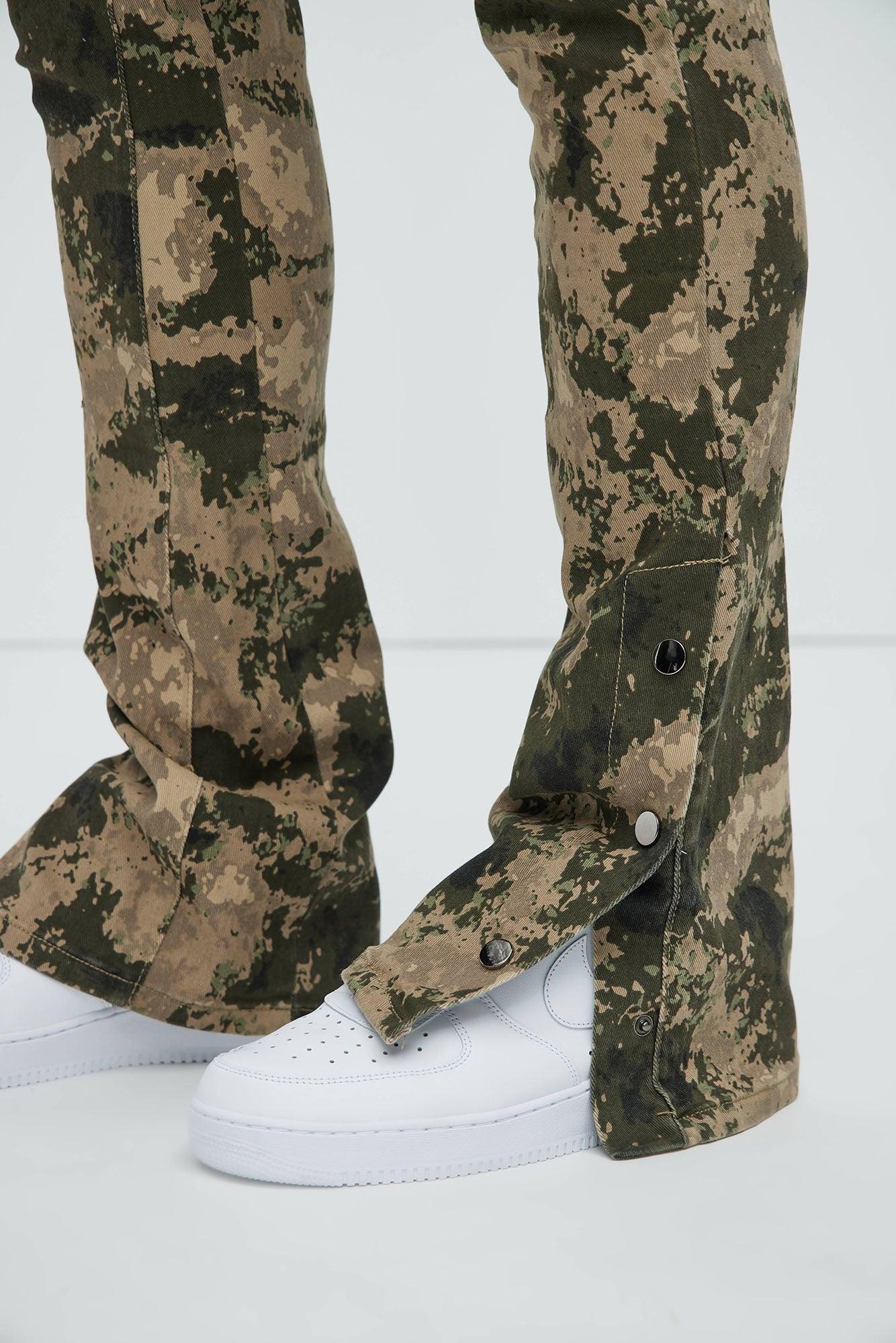 With The Hidden Camo Stacked Skinny Flare Pants - Camouflage Product Image