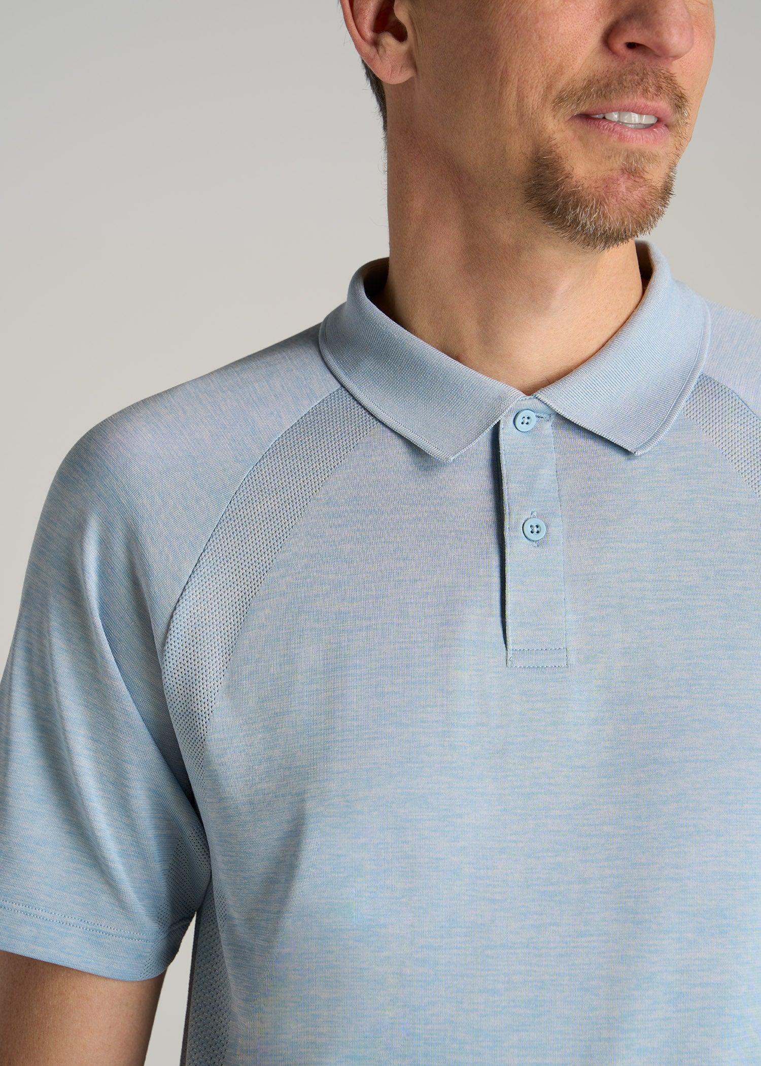 A.T. Performance: Raglan Men's Tall Polo Shirt in Light Blue Mix Male Product Image