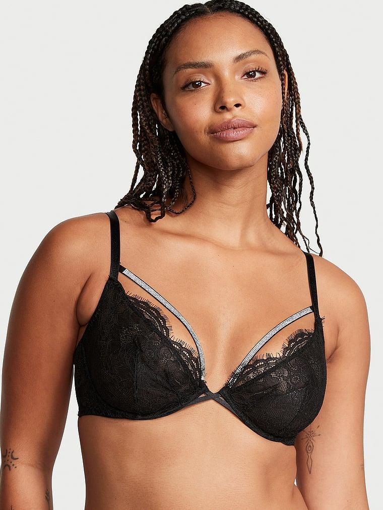 Shine Strappy Unlined Lace Low-Cut Demi Bra Product Image