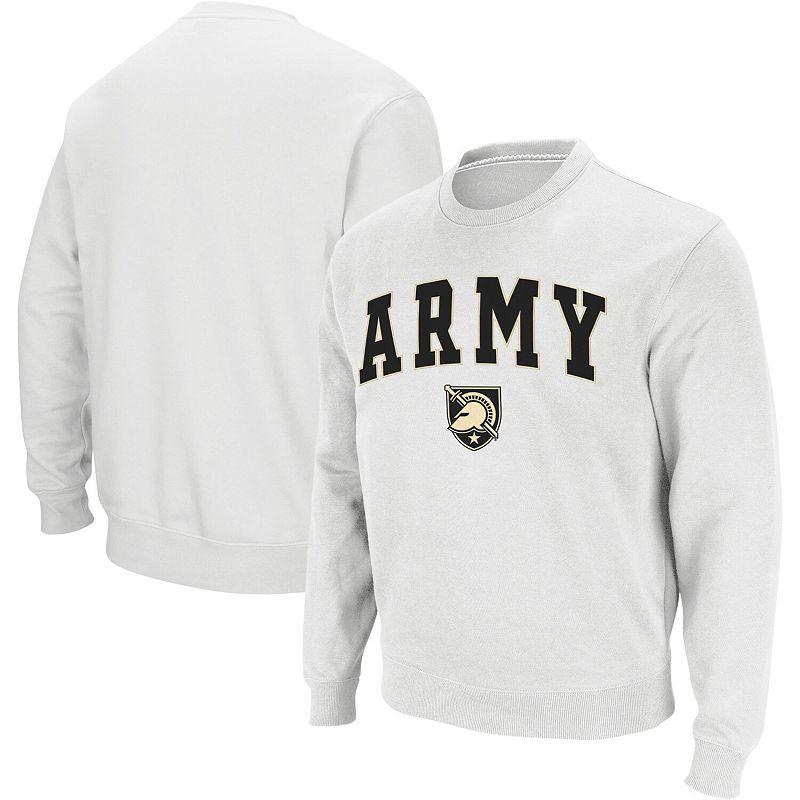 Mens Colosseum White Army Black Knights Arch & Logo Crew Neck Sweatshirt Product Image