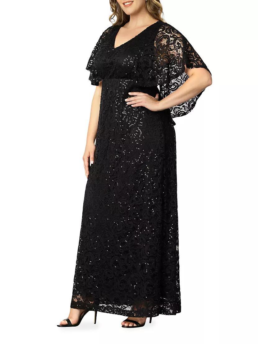 Celestial Cape-Sleeve Lace Gown Product Image