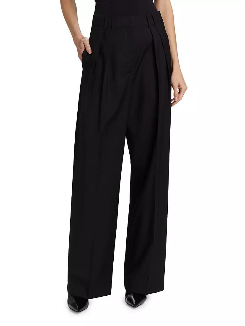 Double-Pleated Wool-Blend Trousers Product Image