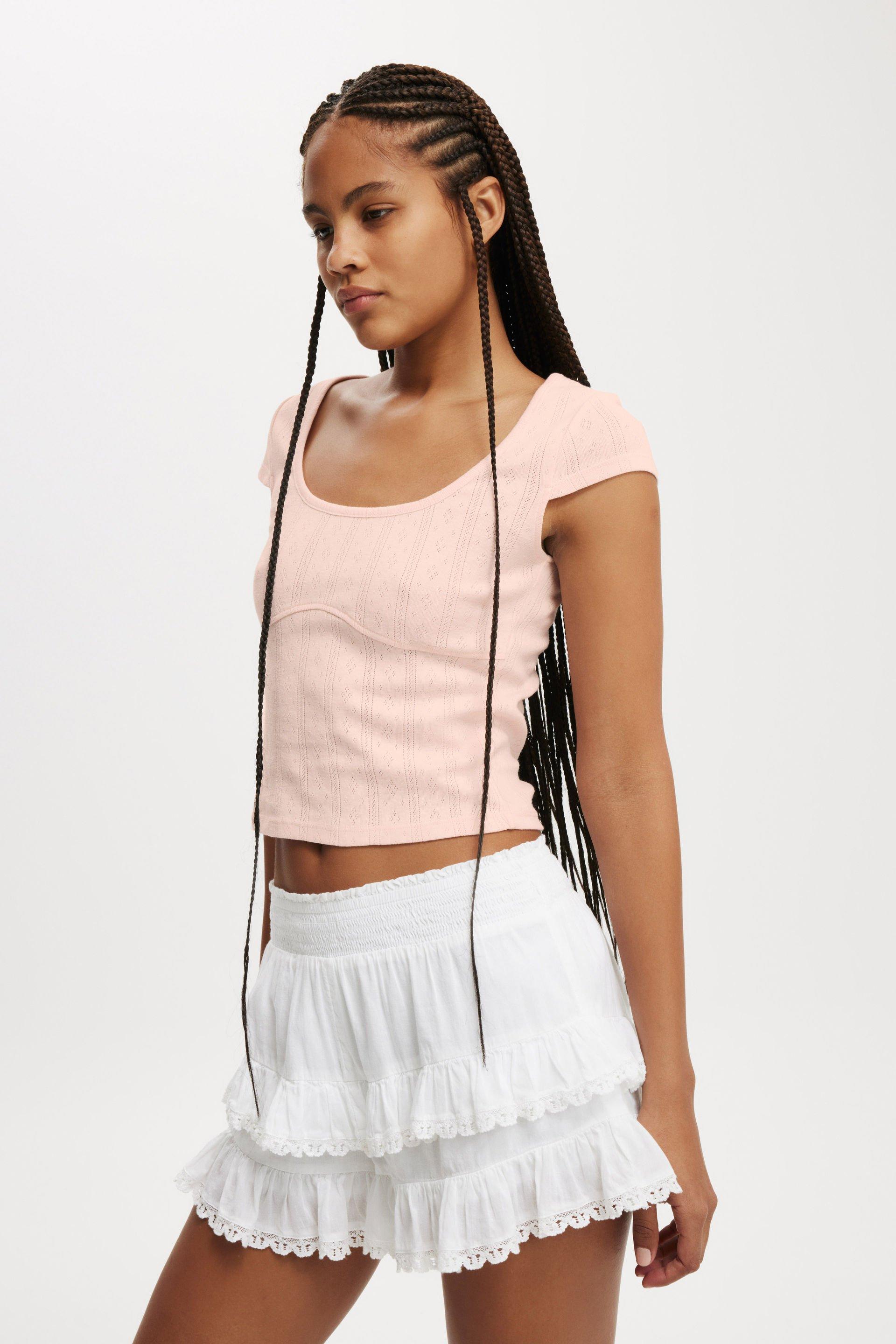 Cotton On Women - Darcie Scoop Neck Short Sleeve Top - Flossy pink Product Image