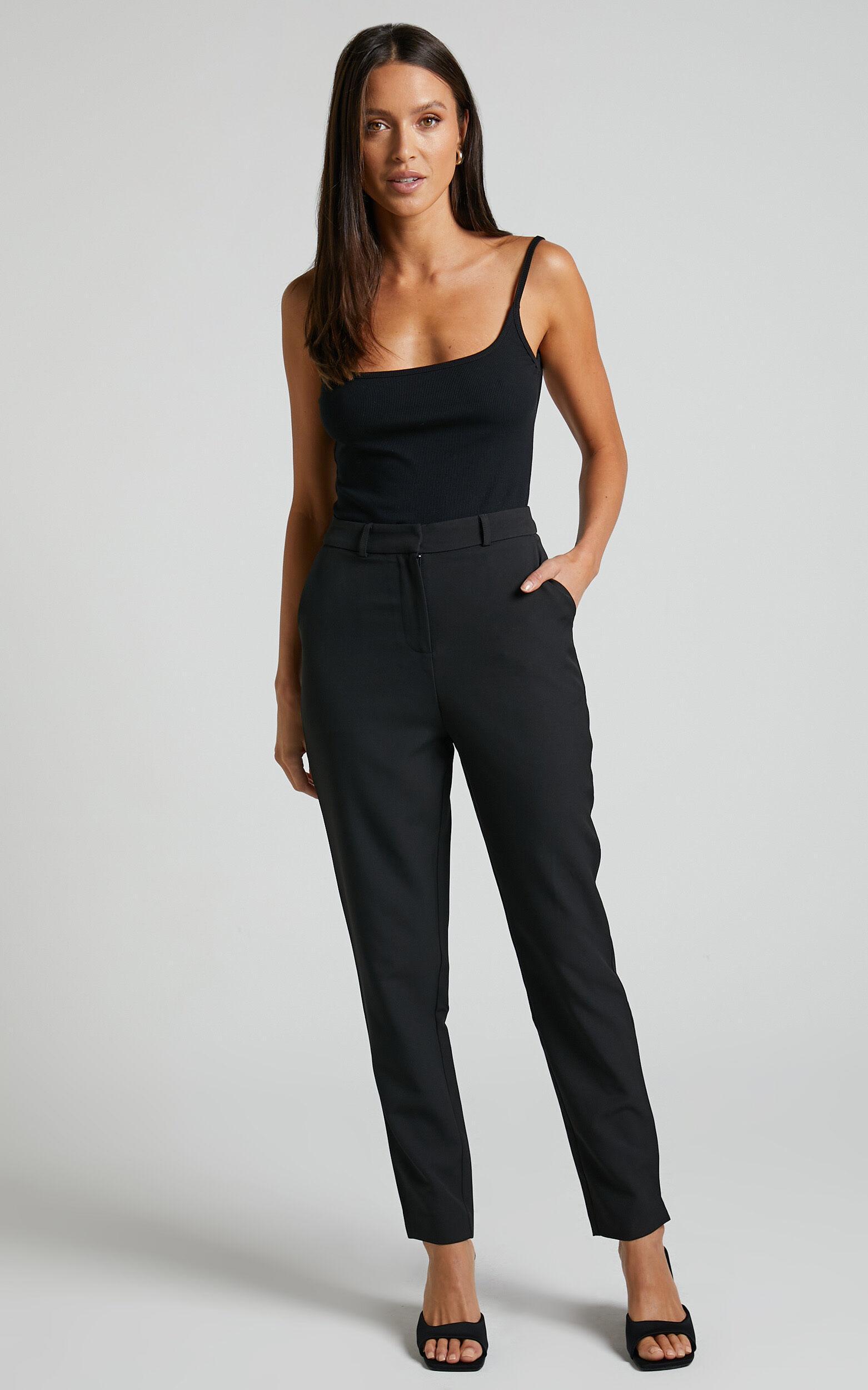 Hermie Pants - High Waisted Cropped Tailored Pants in Black product image