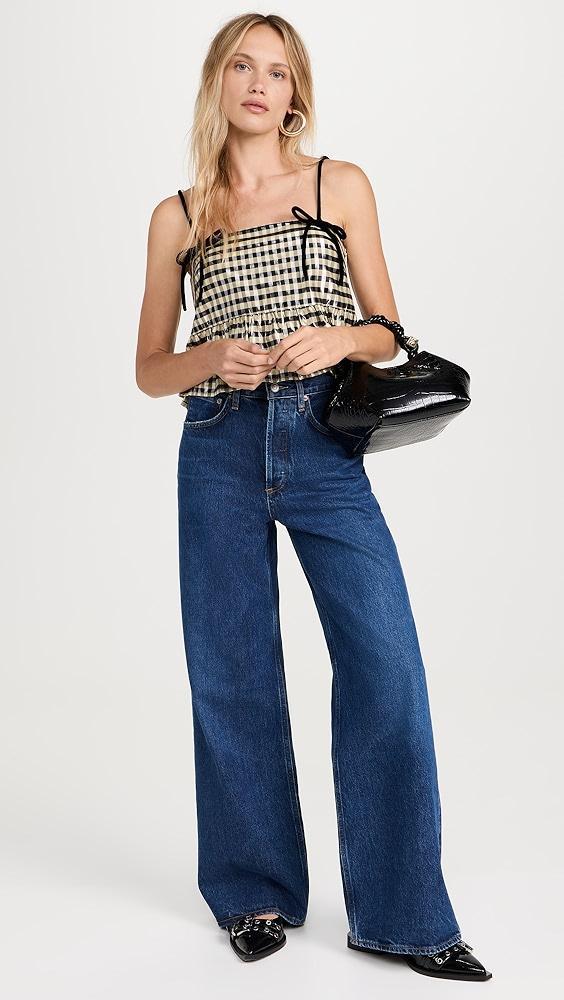 GANNI Shiny Check Jacquard Top | Shopbop Product Image