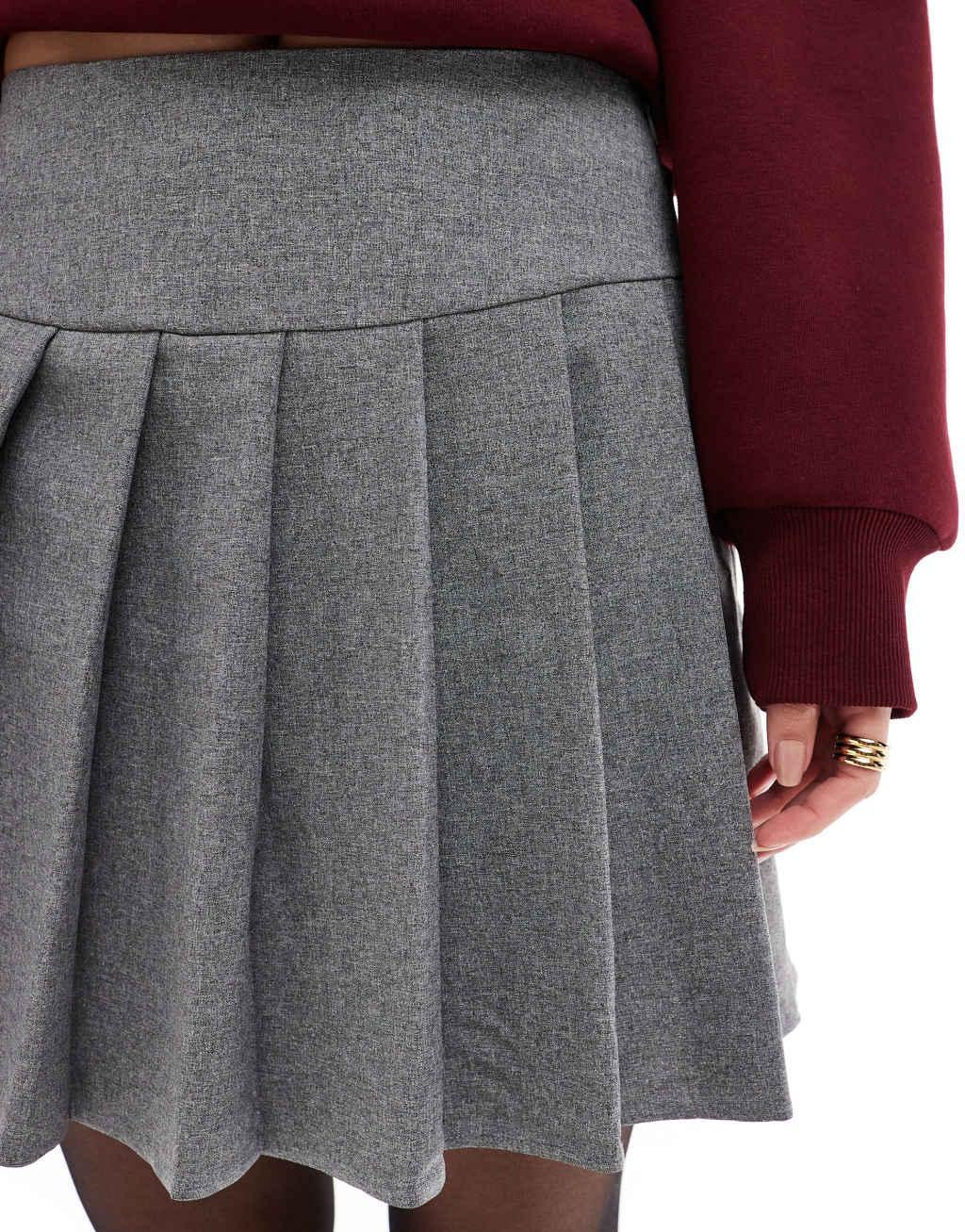 ASOS DESIGN pleated mini skirt in gray Product Image