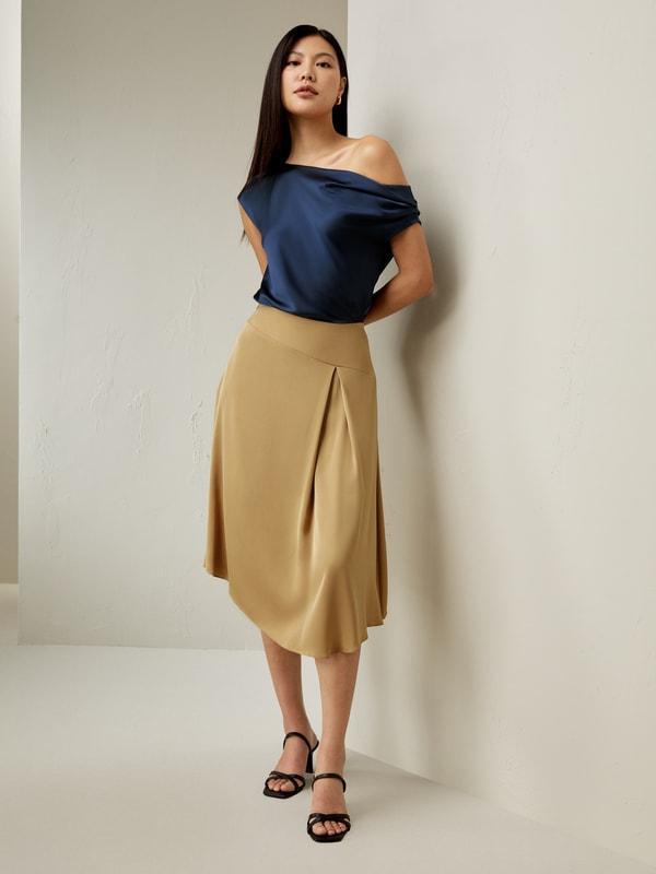 Versatile Asymmetrical Silk Skirt Product Image