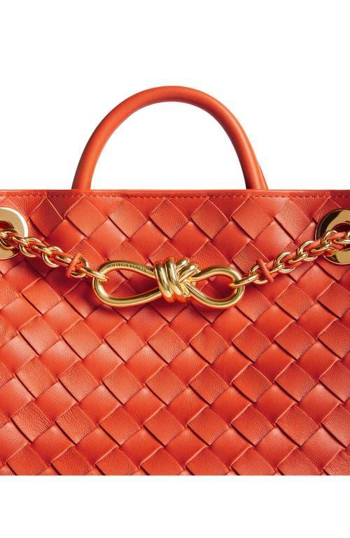 Women's Small Andiamo Intrecciato Leather Top-handle Bag In Orange Product Image