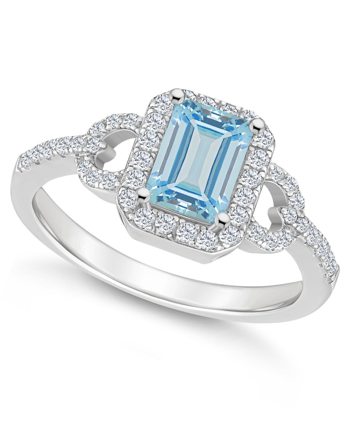 Celebration Gems Sterling Silver Sky Blue Topaz & White Topaz Accent Ring, Womens Product Image