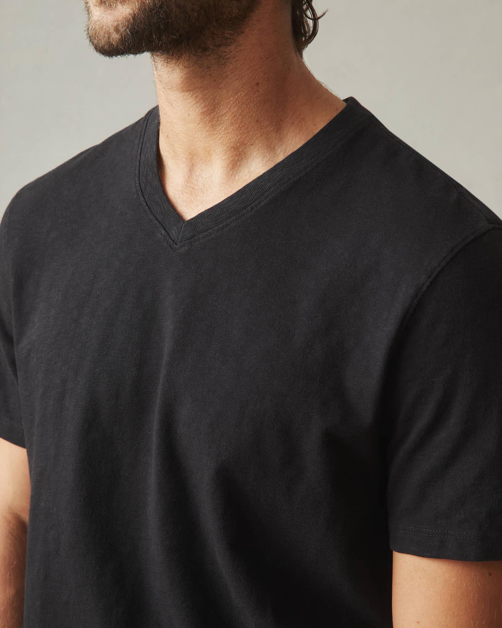 Premium Slub V-Neck Tee - Black Male Product Image