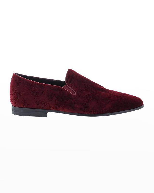 Mens Renegade Skull-Embossed Velvet Loafers Product Image