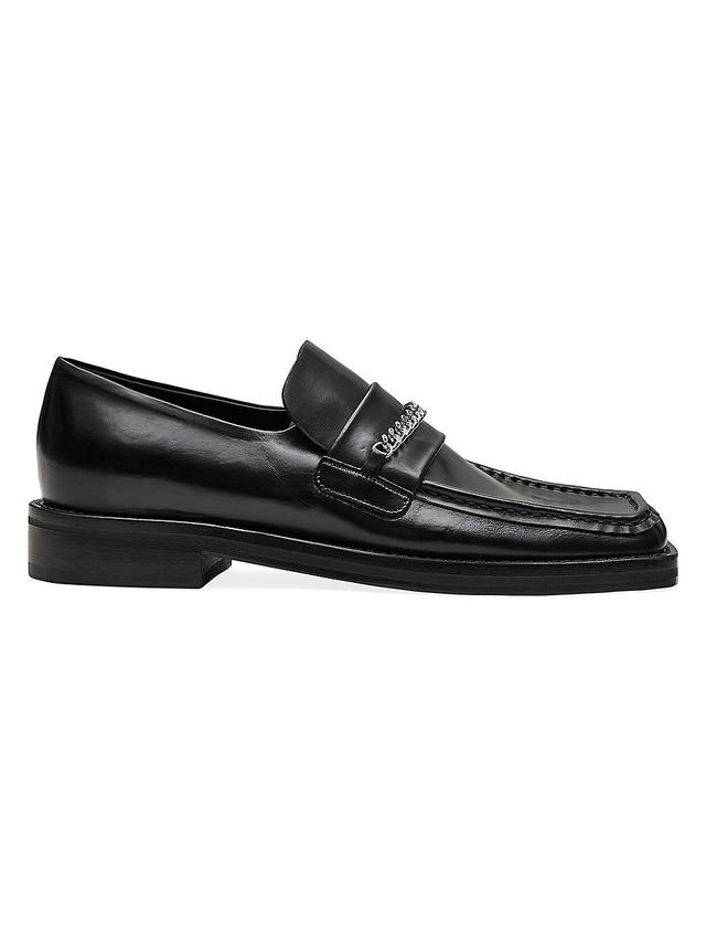 Mens Square Toe Leather Loafers Product Image