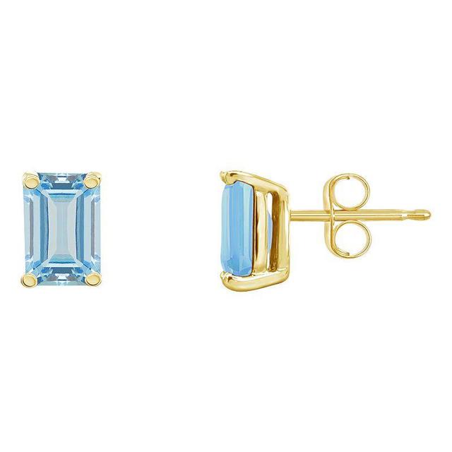 Celebration Gems 14k Gold Emerald Cut Aquamarine Stud Earrings, Womens, 14k Whgold Product Image