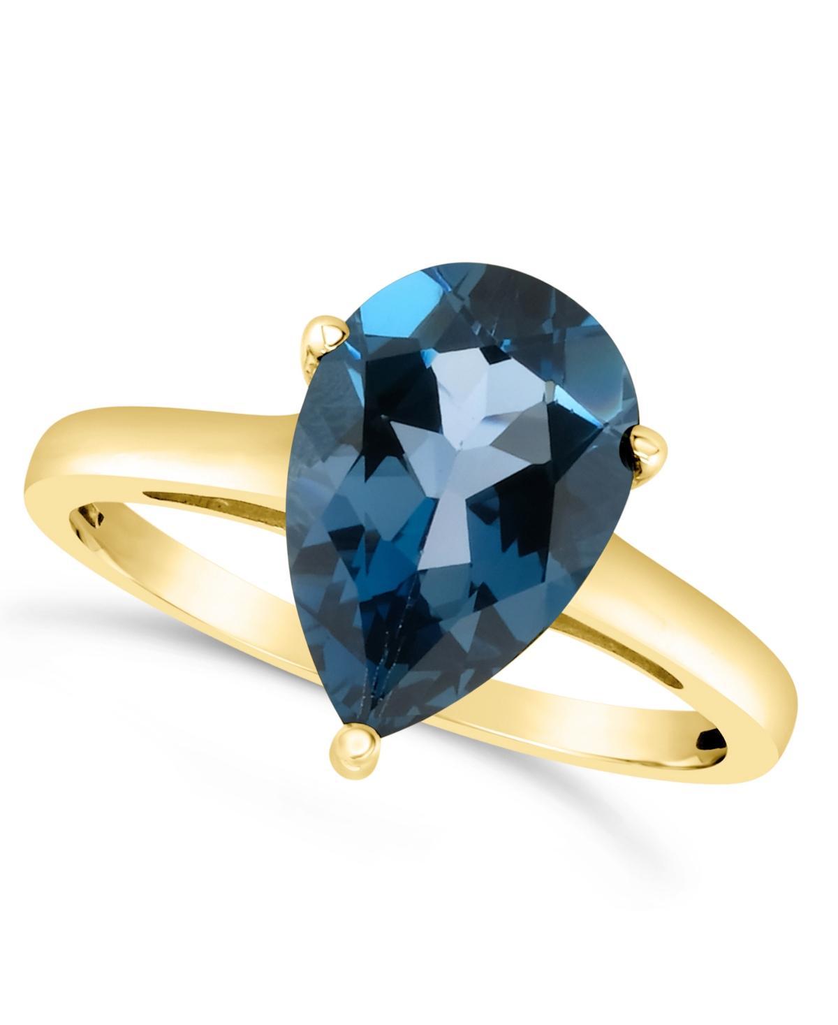 Alyson Layne 14k Gold Pear Cut London Blue Topaz Solitaire Ring, Womens Product Image