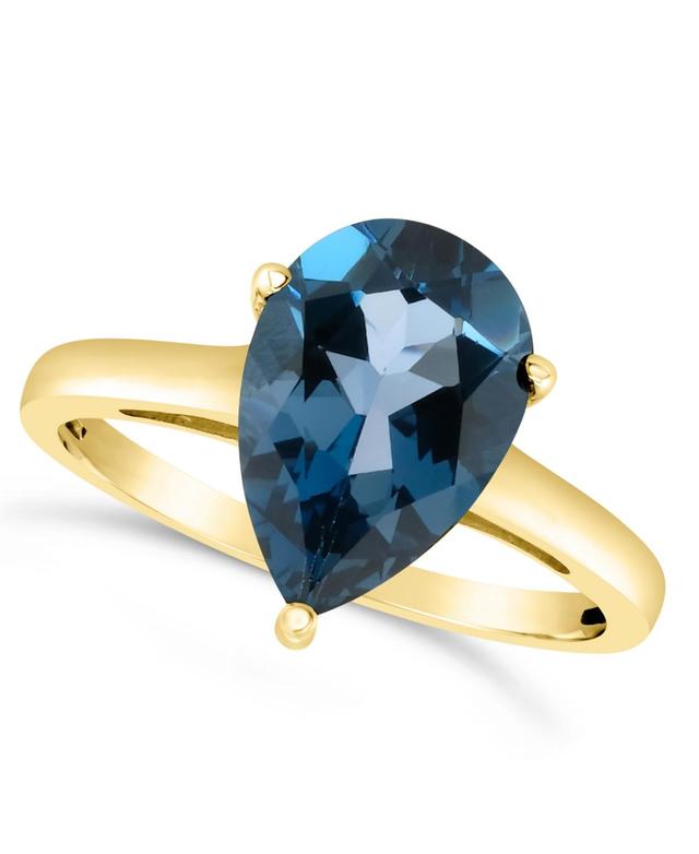 Alyson Layne 14k Gold Pear Cut London Blue Topaz Solitaire Ring, Womens Product Image