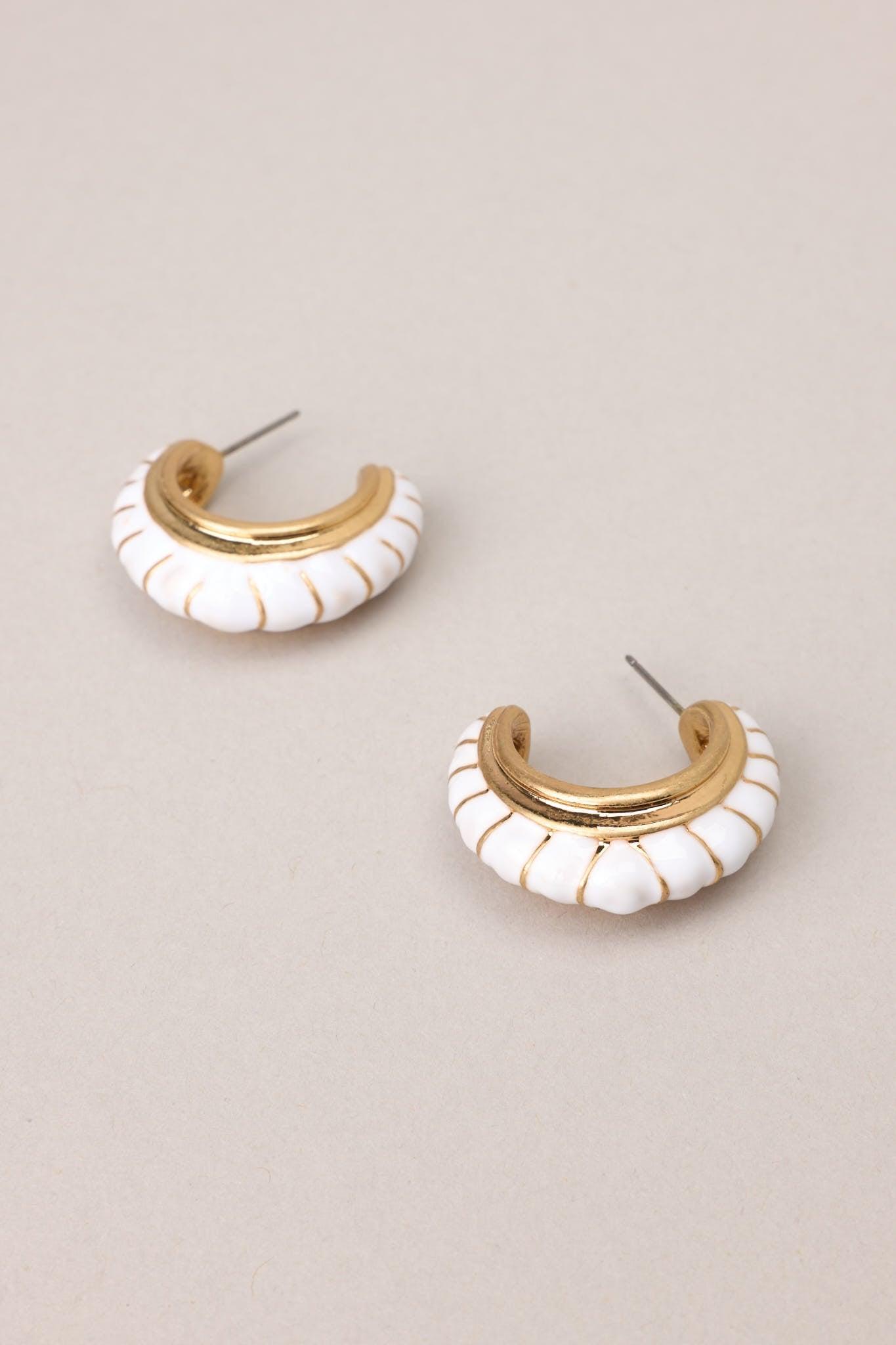 Turning The Page White Hoop Earrings Product Image